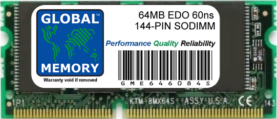 64MB EDO 60ns 144-PIN SODIMM MEMORY RAM FOR COMPAQ LAPTOPS/NOTEBOOKS